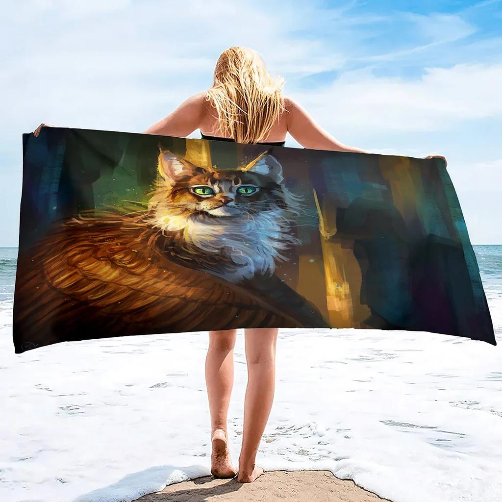 Kitten Cat Microfiber Beach Towel,Oversized Soft Absorbent Quick Dry Sand Free Thin Lightweight Beach Towel,Pool Swimming Towels