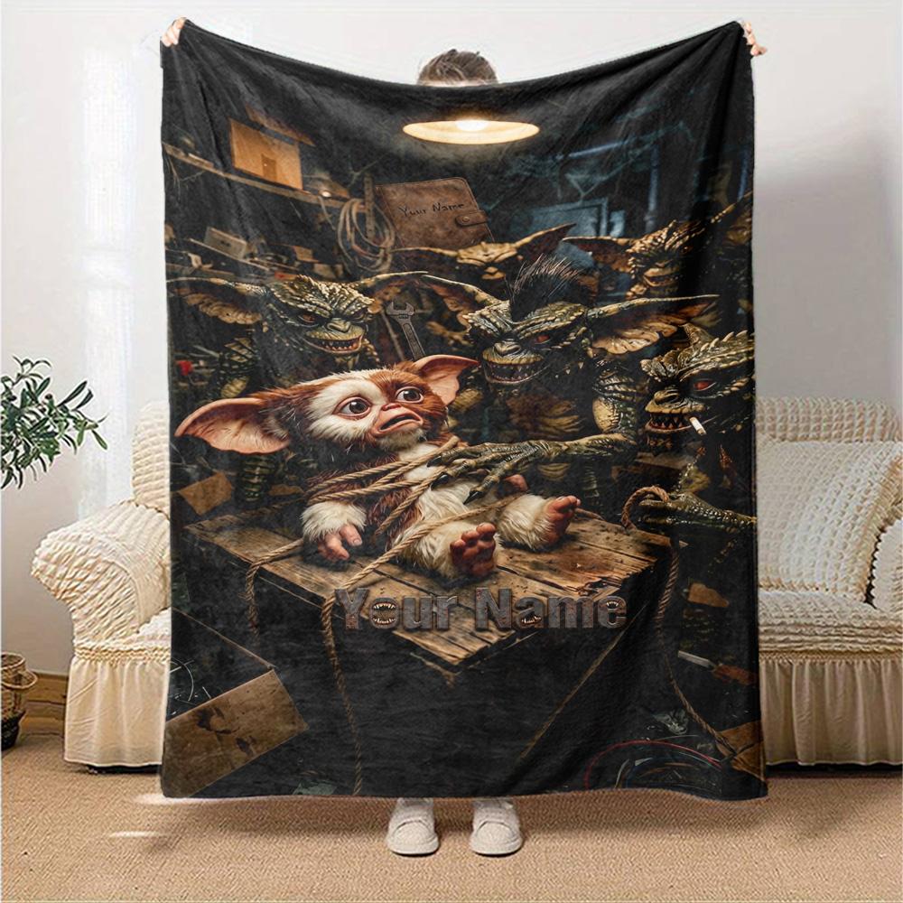 Gremlins Customize Your Name Blanket Multi-purpose Personalized Blanket Soft Warm Cozy Throw For Seaside Livingroom Bed Couch Four Seasons Universal