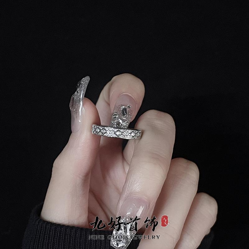 Diamond Zir*****Pening Simple Niche Design Cold Wind Light Luxury High Sense Ring Women
