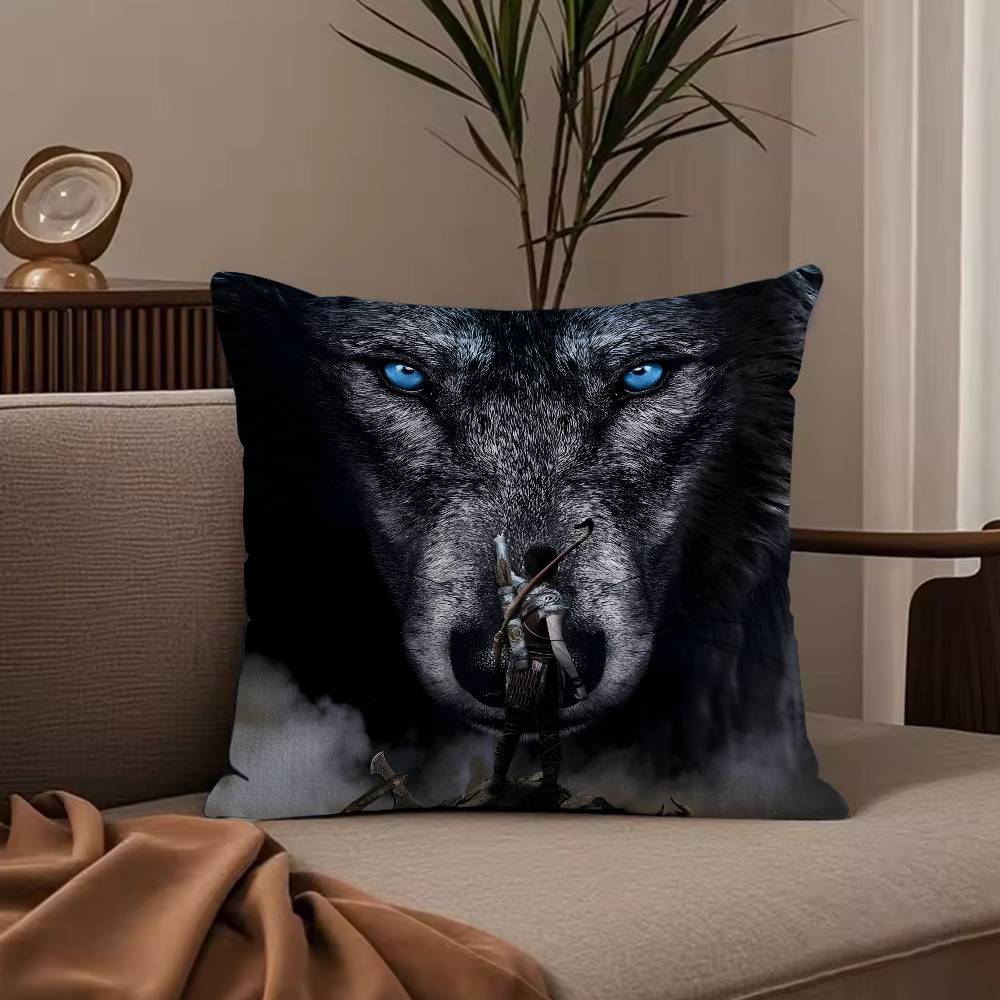 Anime G-God of W-War Ragnarok Pillow Case Anti-dustmite Pillowcase Invisible zipper silky short plush Sofa cushion cover