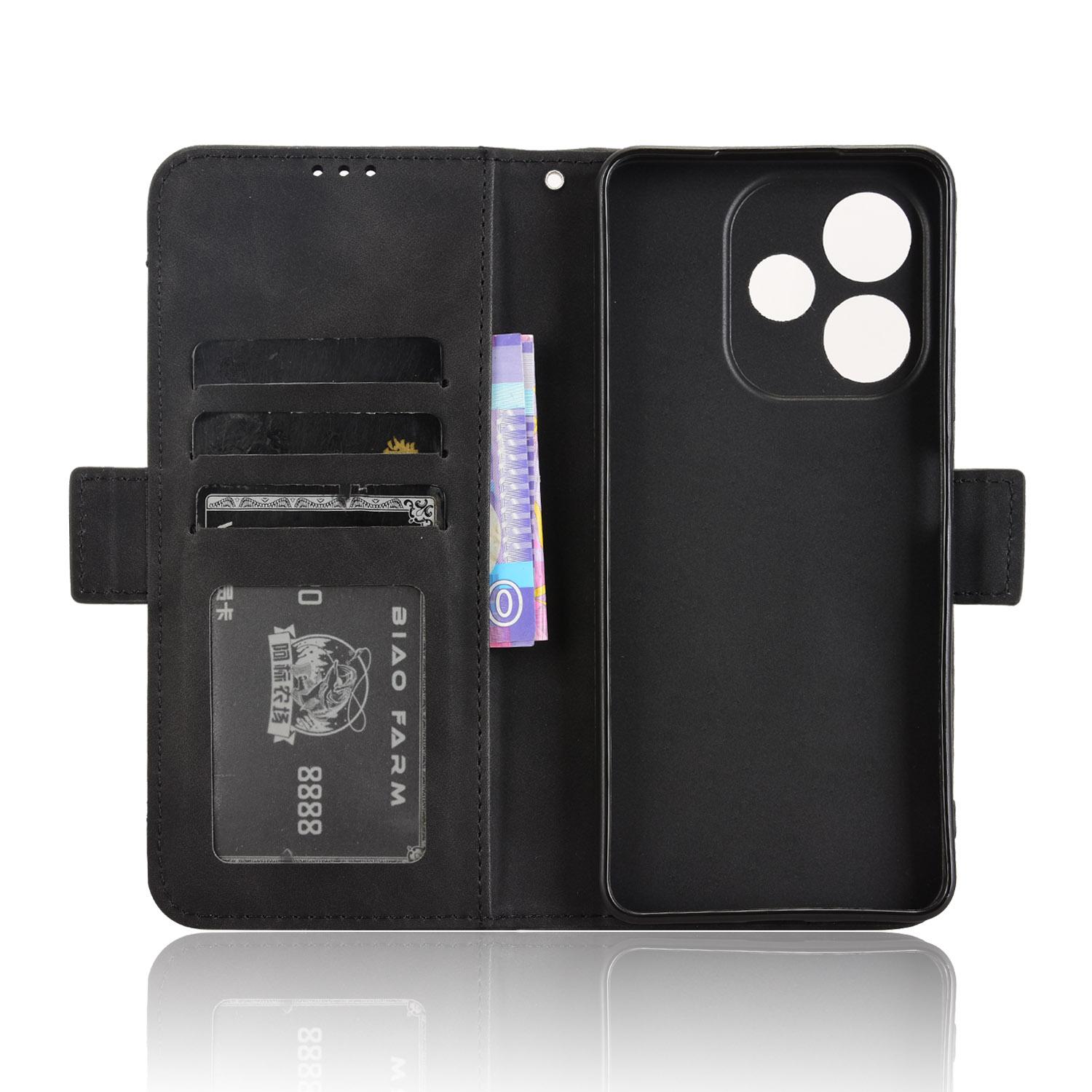 

For Oppo A5 Pro 5G Case Wallet Leather Phone Cover with Multiple Card Slots Black