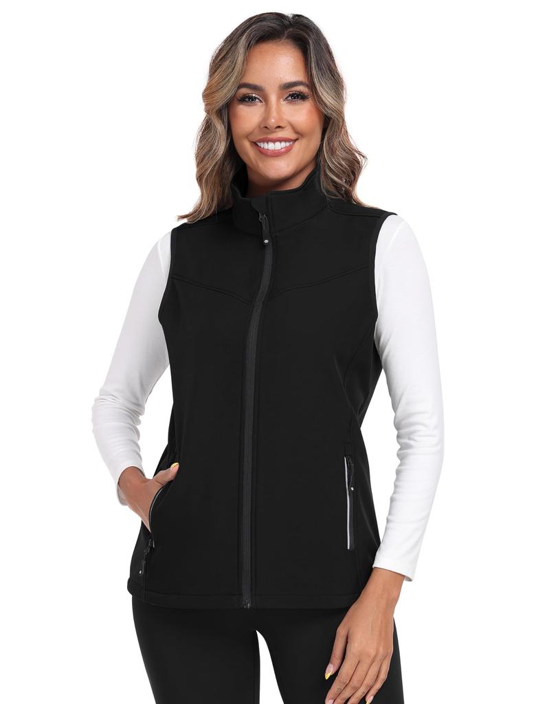 MoFiz Sleeveless Softshell Casual Jacket with Reflective Print and and Winter Women's Vest, Waterproof, Windproof, Breathable, Outdoor, Golf,
