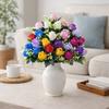 12 Heads Artificial Rose Bouquet Two Colors Wedding Decorations Silk Roses Plastic Rose Flowers