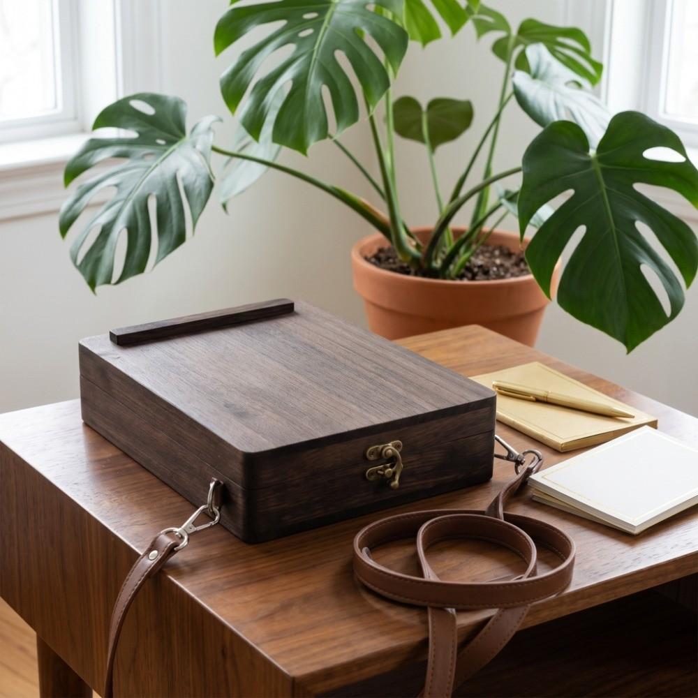 Caja de Madera Mensajero de Escritores Nostálgicos Bolso Portátil para Herramientas de Artista Almacenamiento de Materiales de Arte