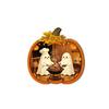 Halloween Wooden Sign Light with Pumpkin Pendant - Battery Operated Button Cell Warm Light for Party Decor, Desk Shelf Table Decoration