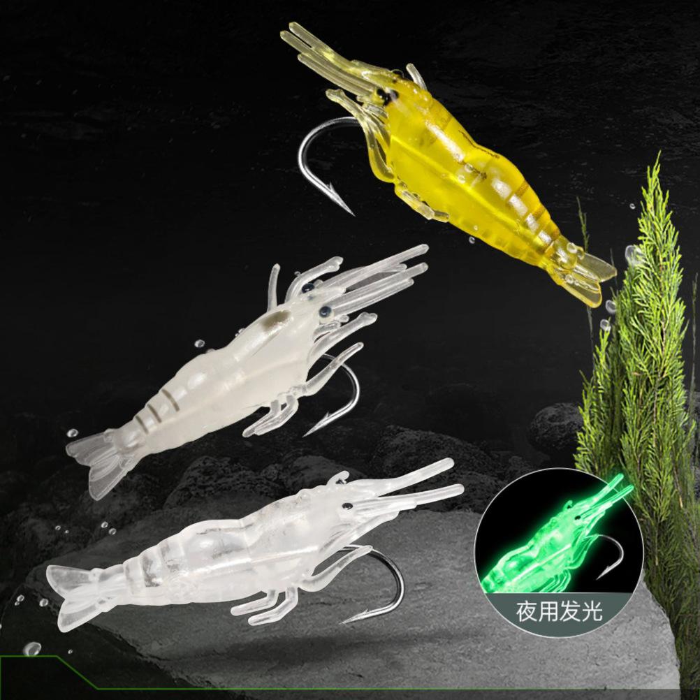 10pcs 4cm Goture Shrimp Lures, Soft Shrimp Fishing Lures For Freshwater Saltwater, Luminous Shrimp Bait Set With Sharp Hook