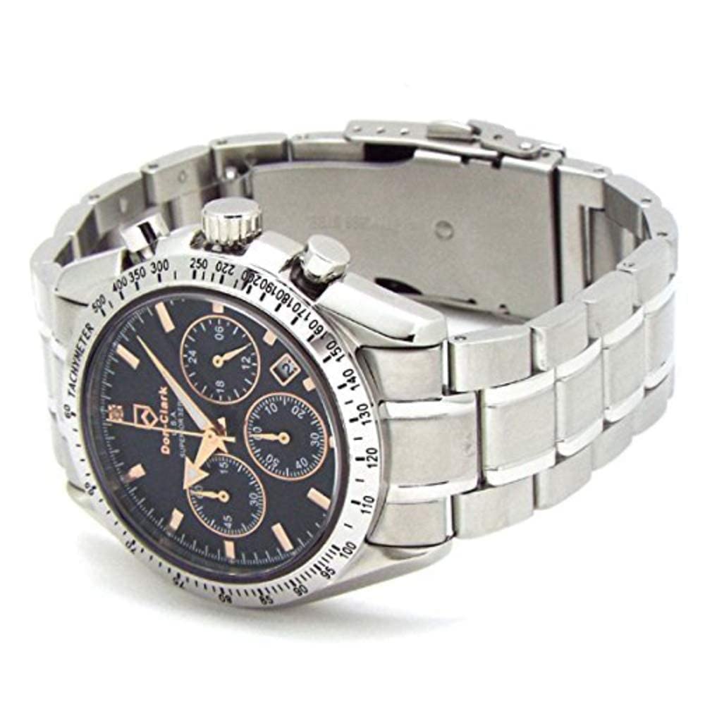 Dan Clark Chronograph Watch with Japanese Sapphire Natural Black Shell 10 ATM Water and Stainless Steel Construction Men's Tachymeter, Movement,