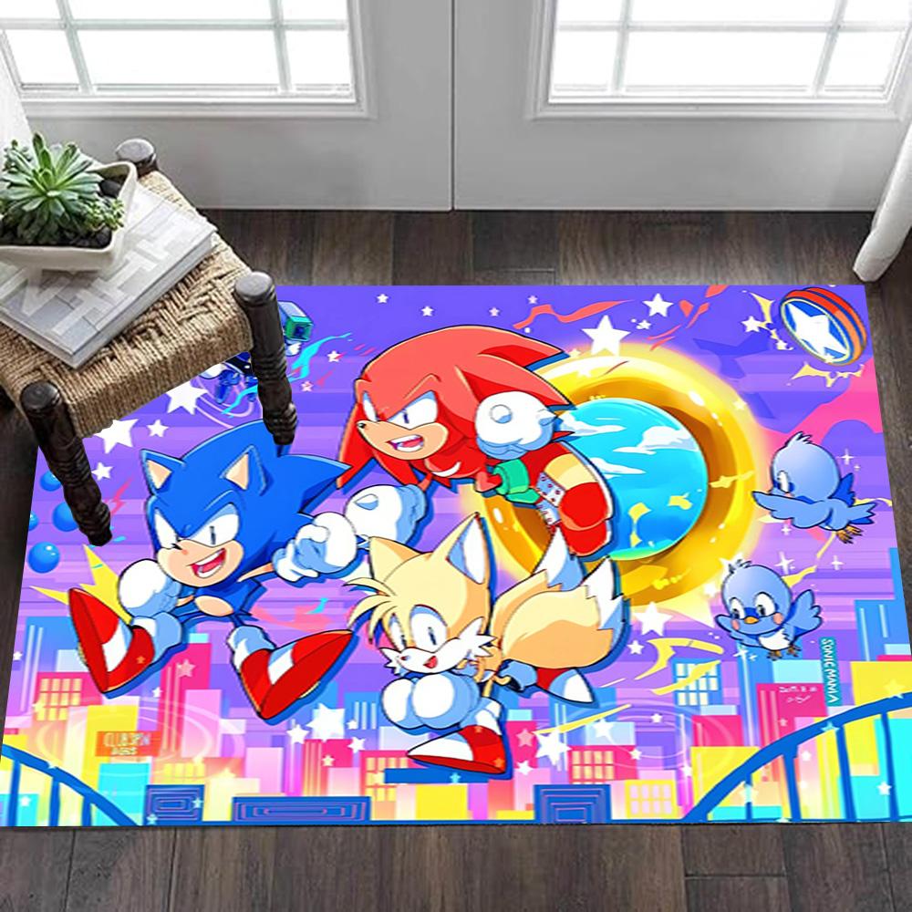 Sonic The Hedgehog Characters Decoration,Carpet,Living Room,Bedroom, Non-slip,Square rug
