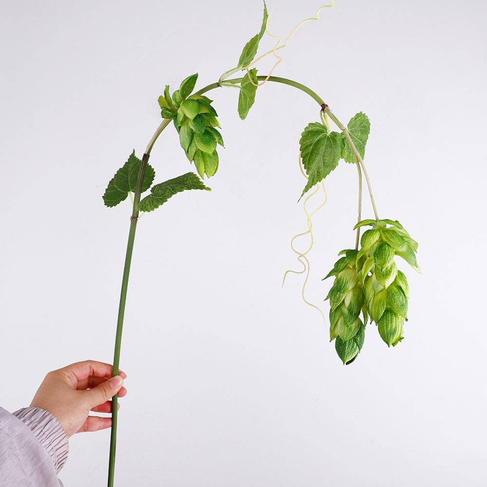 

3 Heads Artificial Hops Branch Real Touch Hops Plant Stem Hanging Virginia Creeper Outdoor Garden