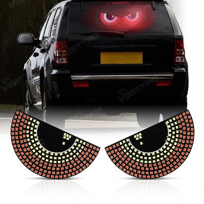 2pcs Universal LED Devil's Eye Rear Window Atmosphere Car Decorative Lights Brake Turn Signal Warning Lamp Car Accessories