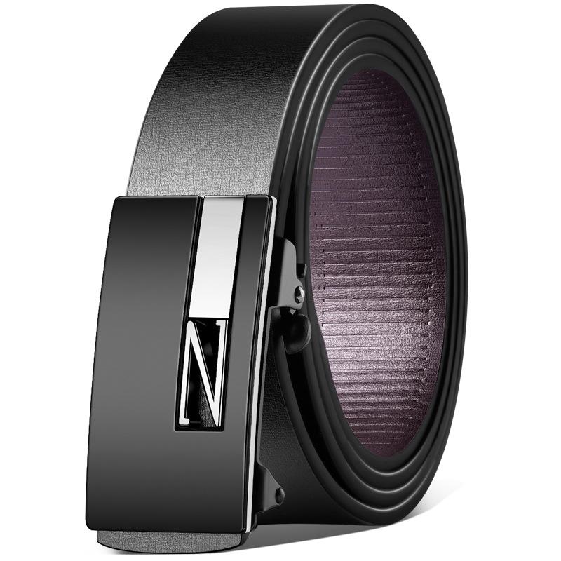Men's Belt Inside The Toothless Automatic Buckle Belt for Men's Fashionable and Versatile Business Trousers
