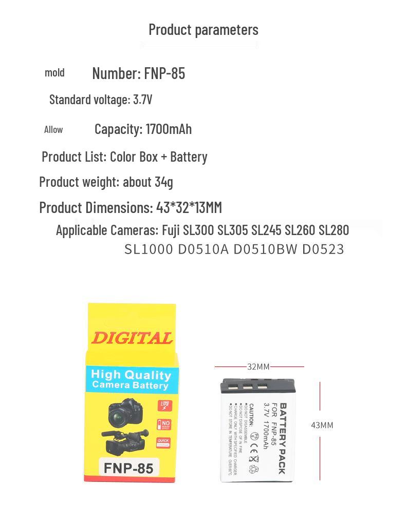 Fujifilm SL245/SL240/SL300/SL305 NP85 Camera Battery