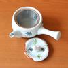 Cute ceramic made in featuring a colorful rabbit flower design and a stainless steel tea Arita-yaki teapot, 270ml, Japan, strainer.
