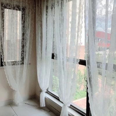 Floral Lace Sheer French Lace Curtain White Black Flower Sheers Rod Pocket Curtains Panel Screen Tulle Window Blinds Home Decor
