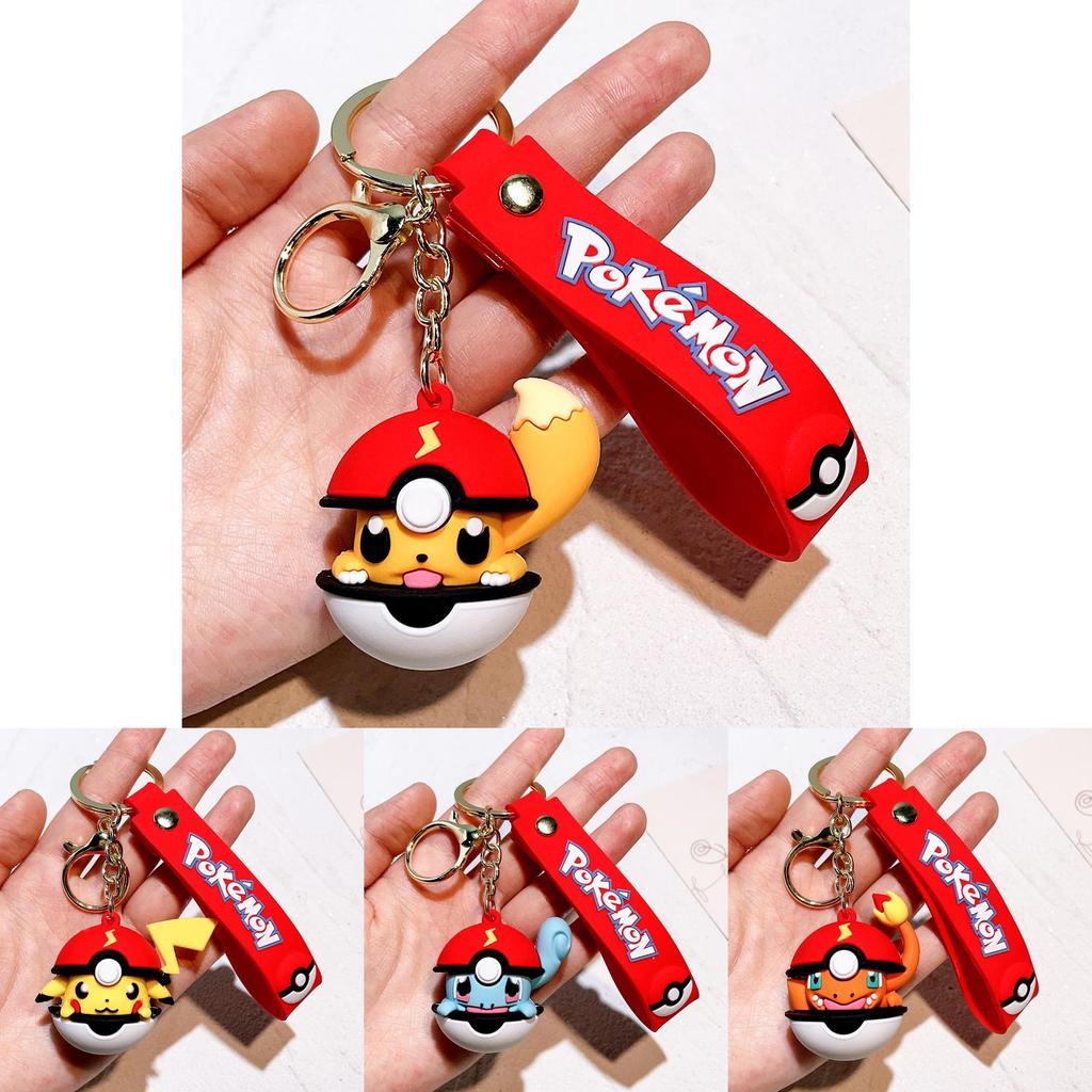 2024 Adorable Pikachu Pokeball Keychain Silicone Charm For Boys And Girls Gift