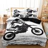 3 Pieces Retro Dirt Bike Rider Print Duvet Cover Set, Black Motocross Off-Road Sport Silhouette Pattern Bedding