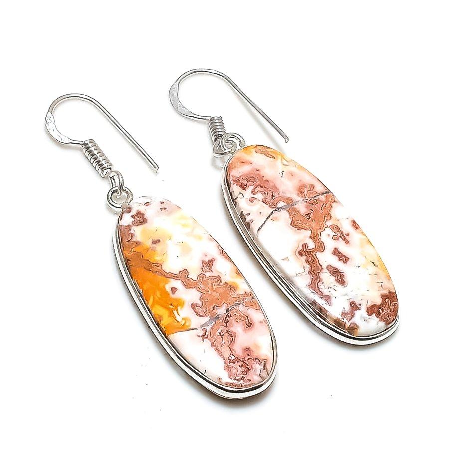 

Ювелирные серьги из стерлингового серебра 925 пробы с натуральным оранжевым сколецитом 0,99 дюйма o4O47