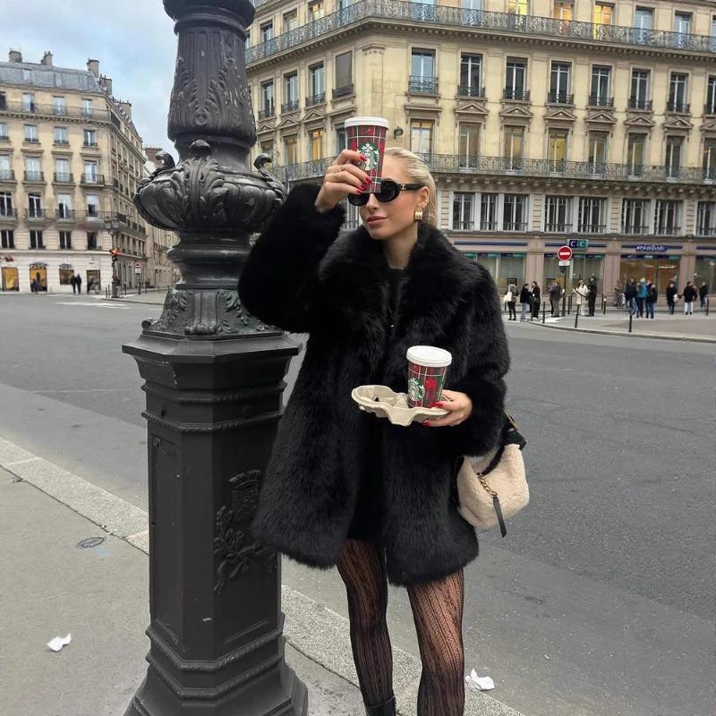 In the wind fox fur coat women's autumn and winter thickened imitation fur coat fashion medium and long furry environmentally friendly fur