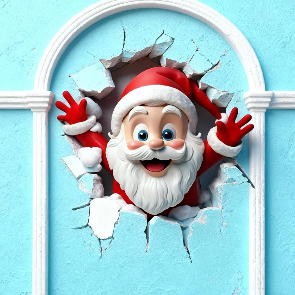 Christmas Wall Stickers Wall-Breaking Self-Adhesive Santa Claus Decor Santa Claus Wall Decal For Daily Indoor Home Room