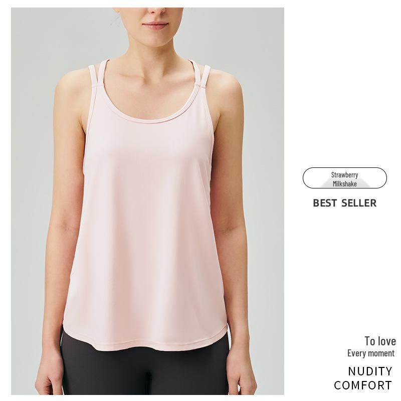 High-End Breathable Double Strap Yoga Vest – Slimming Sports Top for Women M
