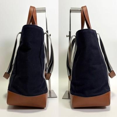 Ralph Lauren Stripe Canvas 2-Way Tote Bag Used Authentic