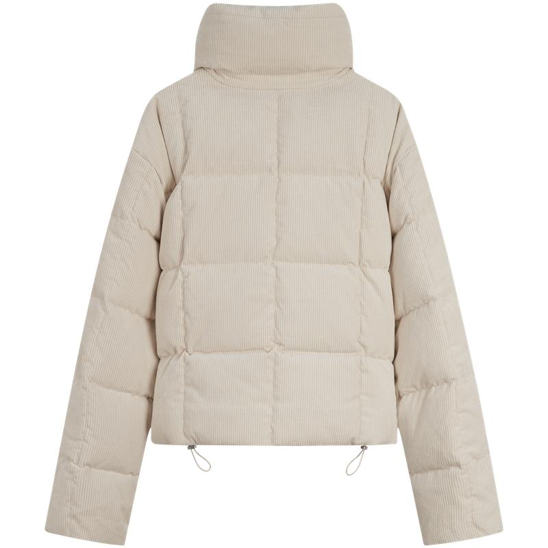 Calvin Klein Corduroy Vintage Loose High Collar Puffer Jacket Women outerwear 44D527G