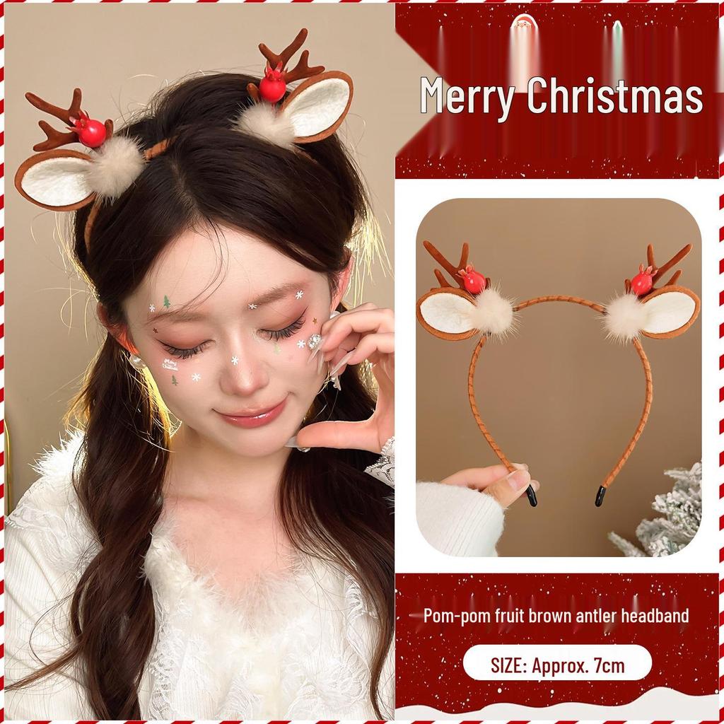 Cute Reindeer Antlers Christmas Headband - Festive Forest Style