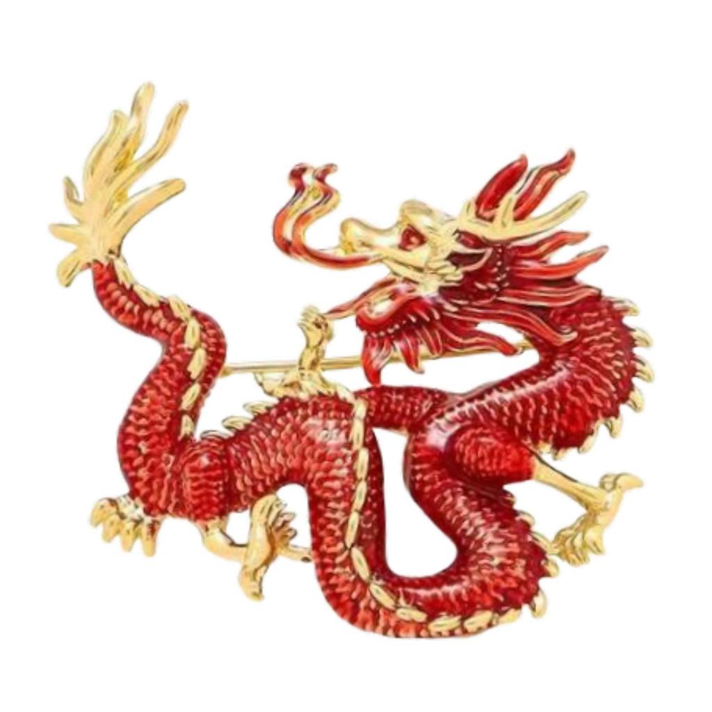Dragon Brooch Animal Lapel Pin Fashion Jewelry Alloy Carving Artistic Style Suitable for