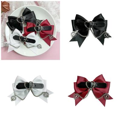 Lolita Haarspange Herz Anhänger Haarschleife Y2K Punk Seitenclip Spurlose Haarspangen Coole Haarspange Maskerade Haarschmuck