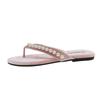Summer new rhinestone flat-bottomed velvet slippers casual daily beach flip-flops