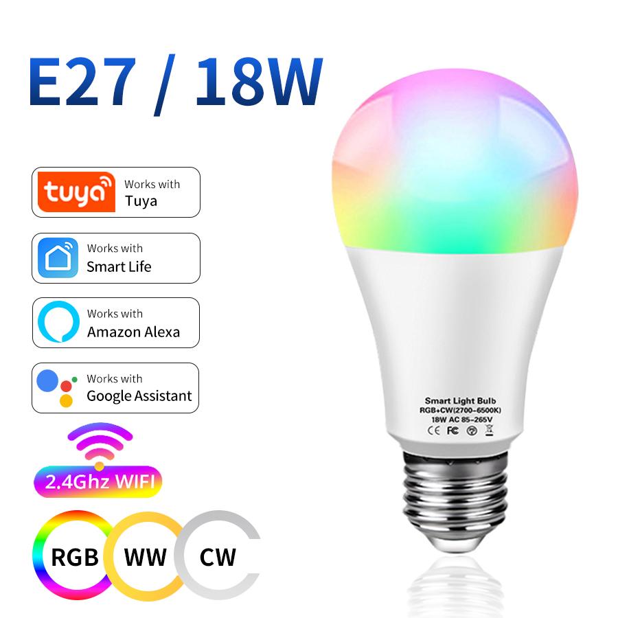 AC 85-265V Tuya Smart WiFi Bec LED E27 12W 15W 18W Lampă Alexa Operată prin Aplicația Smart Life Control Vocal Google Assistant Echo