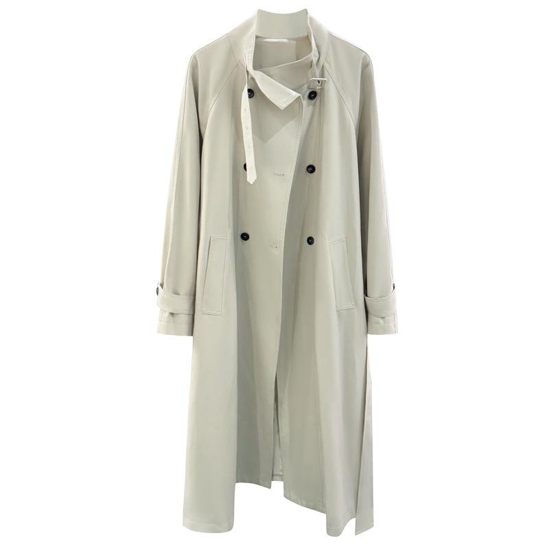Beige High-End Women's Loose Trench Coat - 2025 Spring/Autumn Fashionable Overcoat