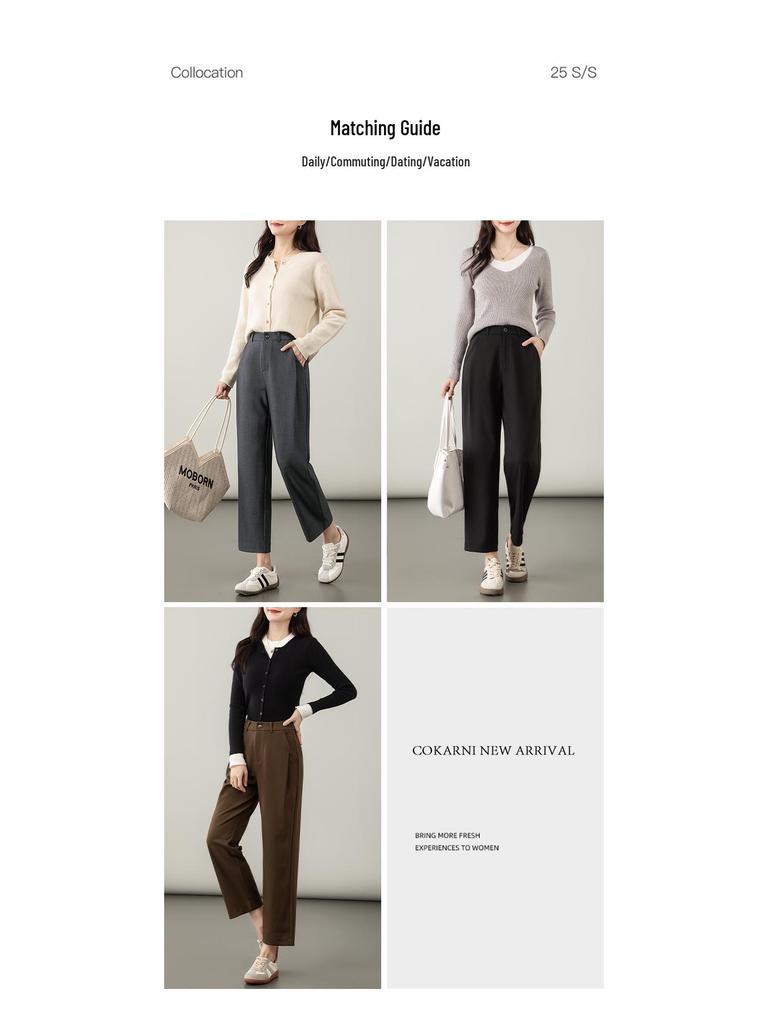 Lyocell Wool Women's High-Waist Slimming Black Harem Pants - Autumn 2025 Collection