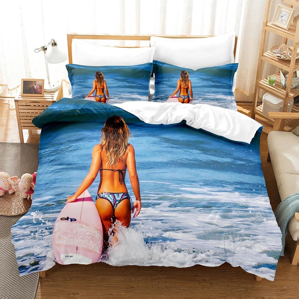 3D Surf On The Sea Bedding Sets Duvet Cover Set With Pillowcase Twin Full Queen King Bedclothes Duvet Cover
