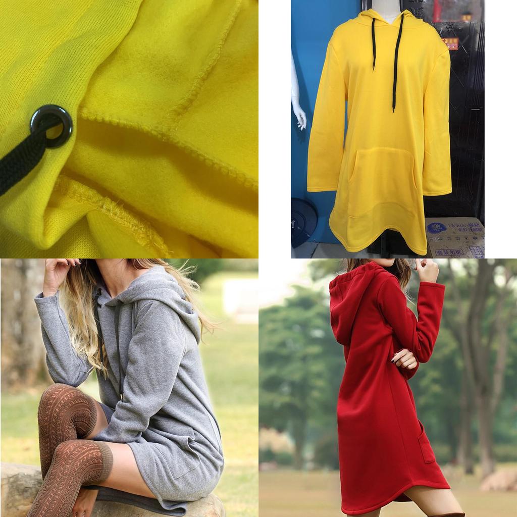 Cozy Womens Winter Long Sleeve Tunic Tops Pullover Hoodie Dress In Six Colors