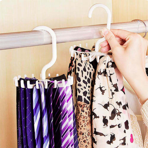YWSHF Tie Storage Hanger, 360-Degree Rotating, Round, Compact, Space-Saving, Easy Storage, Lightweight, Holds 20 Ties, Men's, Includes Tie Holders, Se