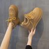 8cm Synthetic Genuine Leather Spring Chunky Sneakers Shoes Women Combat Autumn Warm Winter Ankle Platform Wedge Booties