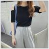 Tricou Femei Coreean Chic Subțire Decolteu Bardot Mânecă Scurtă