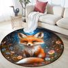 Magical Fox Round Area Rug,Carpet Rug for Living Room Bedroom Sofa Playroom Decor,Non-slip Floor Mat
