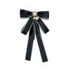 Korean Style Simple Bow Tie Pin Simple Imitation Pearl Brooch Women Black Mourning Corsage Shirt Collar Clothes Brooches