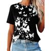 Women Summer T Shirt Trend Butterfly Print Retro Fashion Short Sleeve Tees Casual   Printed  Tops