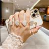 Luxury Gold Plating Bracelet Phone Case For iPhone 14 13 11 Pro Max XR XS 7 8Plus SE2 SE3 12Mini Fashion Heart Wrist Chain Cover