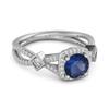 Blue Sapphire Halo Ring - 925  Sterling Silver