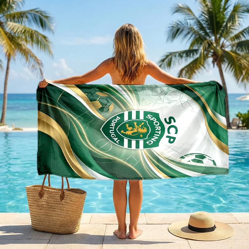 Asciugamano da Spiaggia Sporting CP FC Stampa Asciugatura Rapida Microfibra Assorbente Portatile da Viaggio Asciugamano da Nuoto