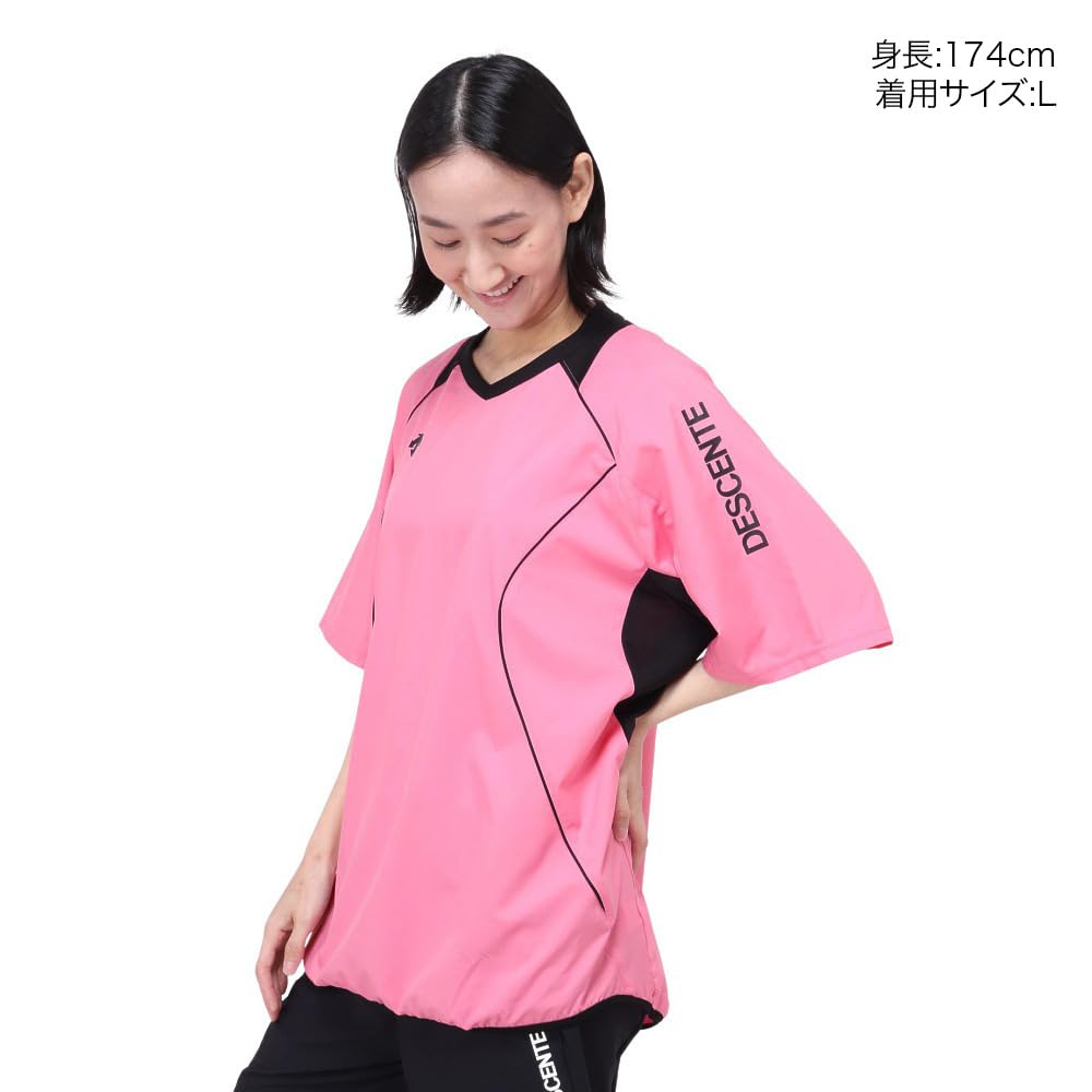 DESCENTE Piste Color Volleyball Wear, Short Sleeve Shirt, Layering Shirt, DX-B2410XB PNK (Pink/LL/Men's, Women's)