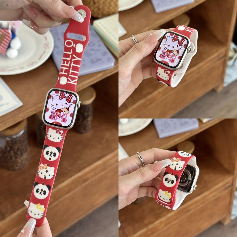 

Мультяшный силиконовый ремешок с пряжкой для Apple Watch Series 10/9/8/SE Fits 44mm/45mm/49mm and 42mm Series 1, 2, 3