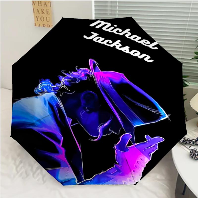 Parapluie Automatique Impression Michael Jackson, Armature en Fer à 8 Baleines, Poignée en Plastique, Convient pour les Voyages en Plein Air et le Quotidien, Cadeau Idéal