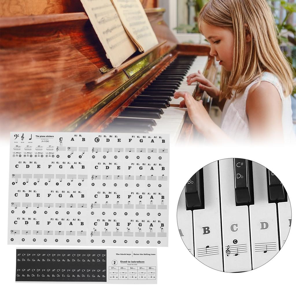 Pianonyckelklistermärke Elektronisk orgel Tangenter Genomskinlig Notation Klistermärke Dekoration