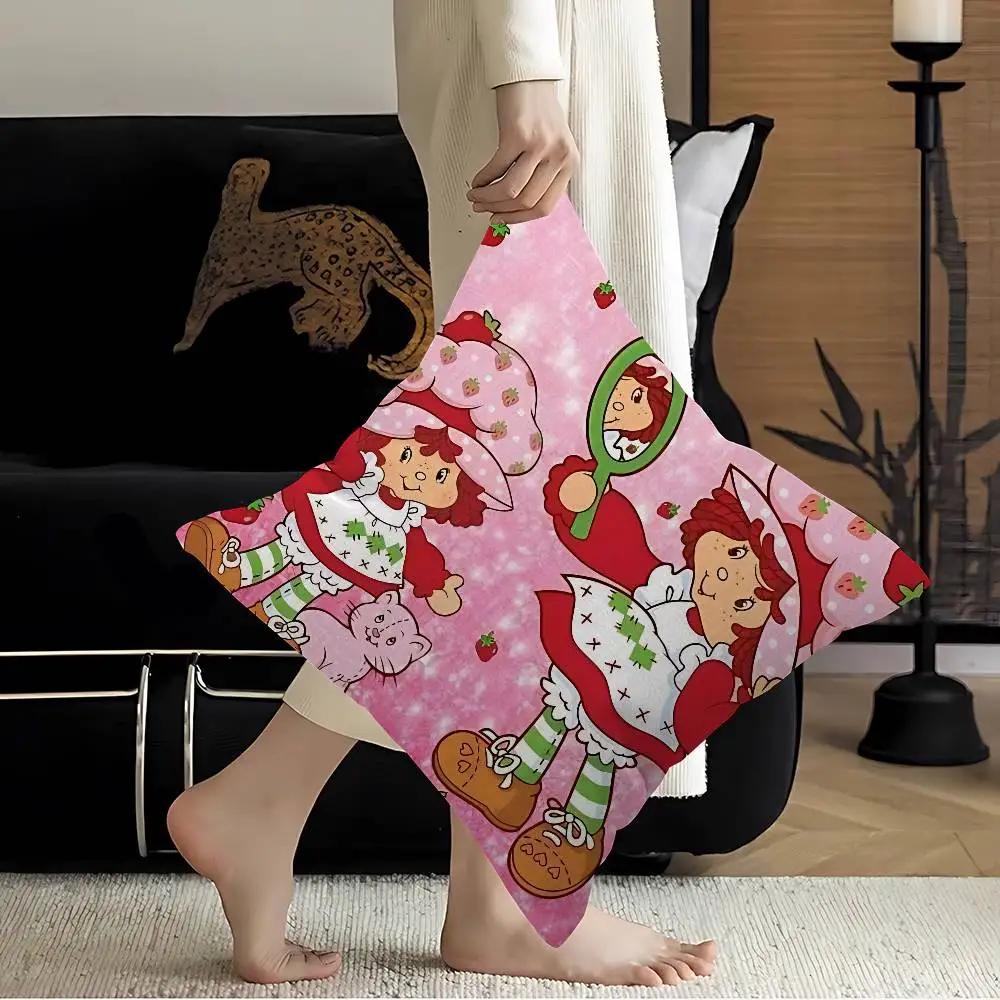 S-Strawberry-shortcake Girl Pillowcase Toon Gift Cushion Cover Bedroom Home Sofa Chair Seat Decor Pillow Case
