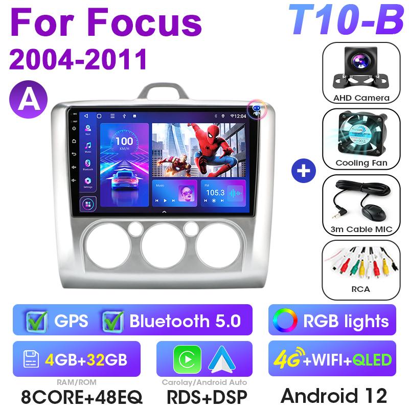 2 Din Android 12 Car Radio For Ford Focus 2 3 Mk2/Mk3 2004-2011 Multimedia Video Player GPS 4G Carplay Auto Stereo RDS Head Unit